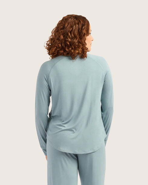GoodNight Sleep Raglan Top Mineral Blue L-BOODY Organic Bamboo Wear-Matakana Pharmacy